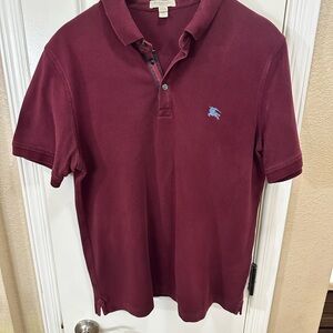 Burberry Men's Burgundy Polo Shirt, EUC, size XL